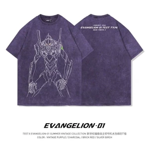 Áo thun Anime Nhật Bản Neon Genesis Evangelion phiên bản máy đầu tiên, làm từ bông nguyên chất