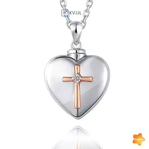 Mặt dây chuyền hỏa táng hình trái tim Thánh giá Urn Nelace cho tro tàn Trang sức Quà tặng mới