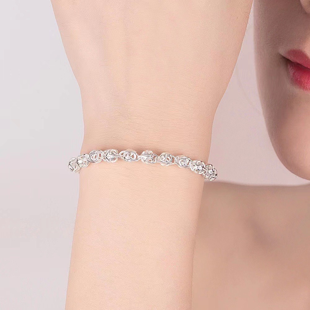 Vòng tay bóng nữ rỗng bạc mạ điện
