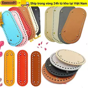ESSENCEH Túi Dài Đáy Hình Bầu Dục Handmade Đáy Với 52 Lỗ Da PU DIY