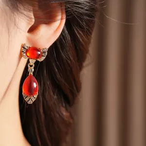 Thời Trung Cổ Cổ Điển Kim Cương Nơ Giọt Nước Bông Tai Vòng Cổ Ánh Sáng Sang Trọng Niche Bộ Retro Cung Điện Phong Cách Trang Sức 2026-6-11