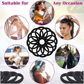 50 / 100 / 200 Chiếc Dây Buộc Tóc Co Giãn Cao Cho Nữ - Dây Buộc Tóc Liền Mạch Màu Đen Đuôi Ngựa Giá Đỡ