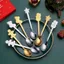 Giáng Sinh Hoạt Hình Thìa Cà Phê Thép Không Gỉ Bộ Đồ Ăn Ông Già Noel Món Tráng Miệng Đầu Tròn Tinh Tế Khuấy Thìa Bộ 6.15