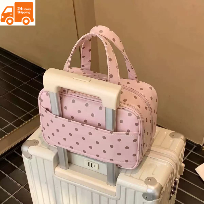 Túi trang điểm du lịch nữ màu hồng di động có sức chứa lớn có thể treo trên hành lý hoàn hảo để đi lại và đi công tác