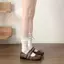 Mùa xuân hè Tất bê ren mỏng Tất nơ cọc Cô gái múa ba lê lolitajk Ống trung bình màu trắng