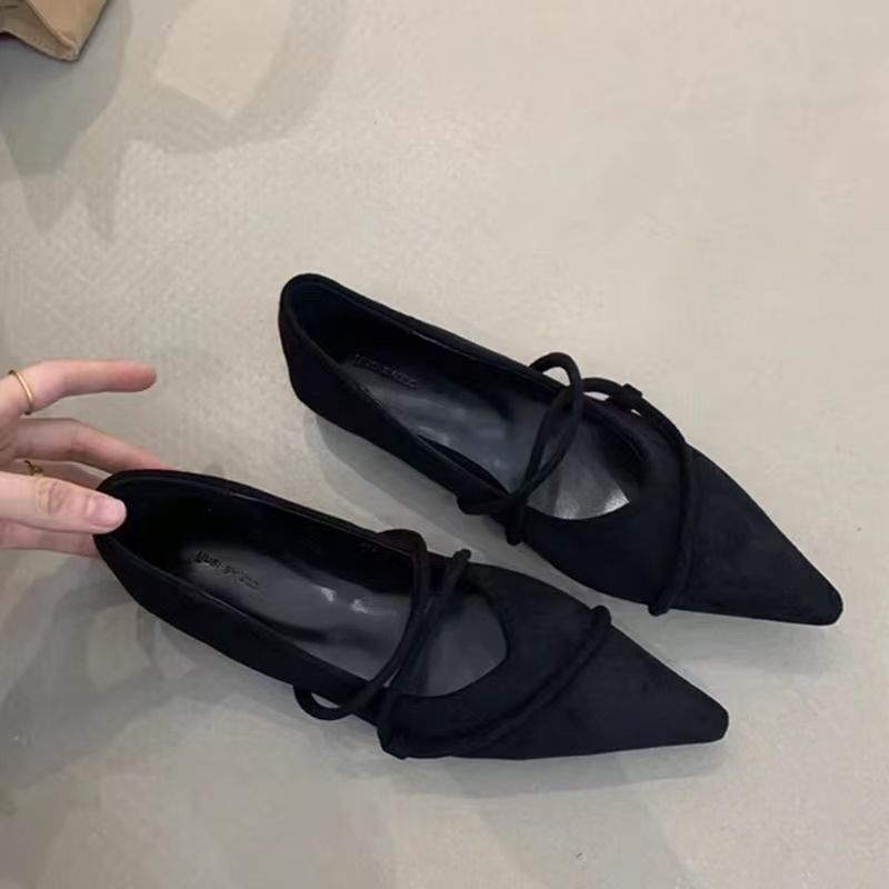 Giày búp bê mũi nhọn quai mảnh nữ thời trang, giày đế bệt tăng chiều cao ẩn dễ phối đồ phong cách Hàn Quốc