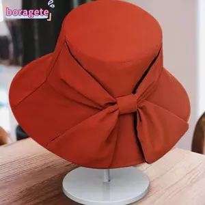 Mũ chống nắng đi biển BORAGETE, Mũ nơ mùa hè thời trang Mũ ngư dân, Mũ chống nắng chống tia cực tím Mũ rộng vành lớn ngoài trời dành cho nữ