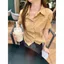 Mùa hè phong cách mới tay ngắn thêu trái tim mỏng vừa vặn Áo sơ mi kẻ sọc thiết kế hàng đầu POL phù hợp