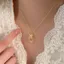 Nơ Vàng Khóa An Toàn Vòng Cổ Nữ Mới Phong Cách Trung Hoa Băng Trong Suốt Chalcedony Công Chúa Khóa Epoxy Xương Đòn Dây Chuyền Vòng Cổ 26.3.22
