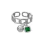 Dây Xích Bóng Nhỏ Rỗng Nhẫn Nữ Retro Thời Trang Xanh Zircon Sáng Bóng Phong Cách Mới Mở Nhẫn Chỉ Số Nhẫn 1XYV