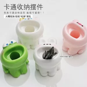 Ooolala Móng Tay Bút Hoạt Hình Lưu Trữ Bút Đồ Trang Trí Để Bàn Đánh Bóng Đầu Miệng Lớn Bong Bóng Bát Heo Con Thỏ Ếch Lưu Trữ