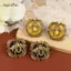 AqToCna Vintage Moth Đinh Bông Tai Cho Người Phụ Nữ Thủy Tinh Ong Cổ Màu Vàng Sang Trọng Chất Lượng Trang Sức Tiệc Cưới Phụ Kiện AqToCna