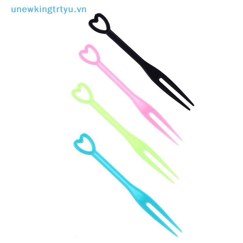 Unewtyu 500 Cái / 200 Chiếc Nĩa Bánh Hình Trái Tim Mini Trẻ Em Nhựa Món Tráng Miệng Nĩa Trái Cây Bộ Đồ Ăn Tiệc Nướng Dụng Cụ VN