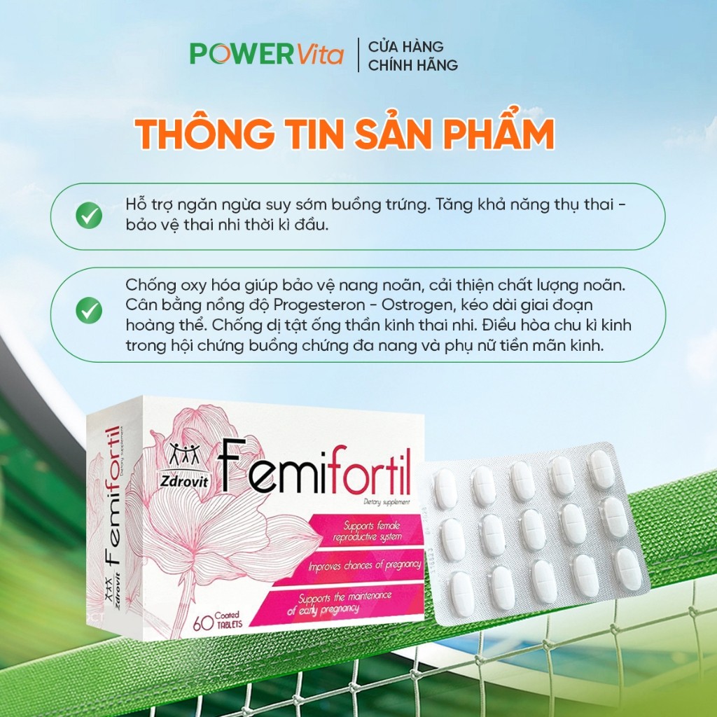 Femifortil Viên Uống Bổ Trứng, Vitamin tổng hợp cho Nữ hộp 60 viên - nhập khẩu chính hãng