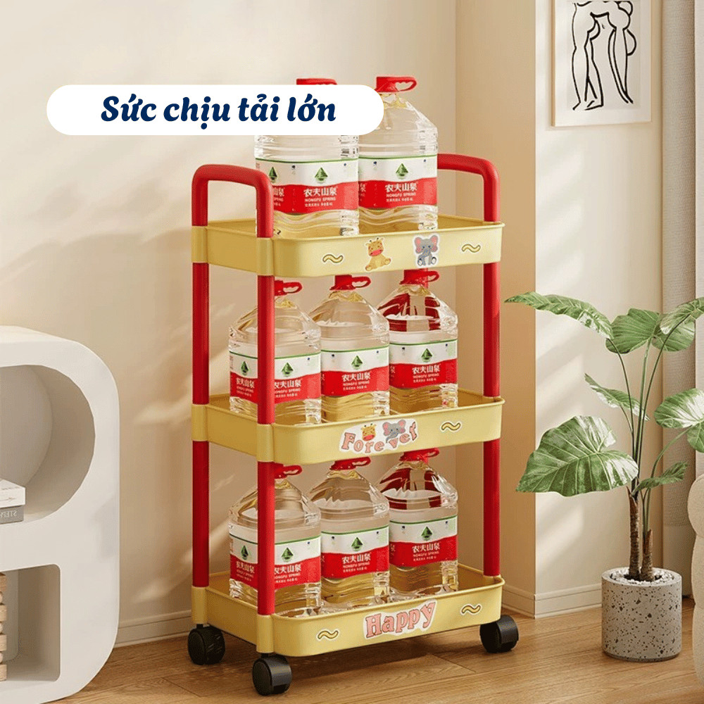 Kệ Đựng Đồ Đa Năng 3-4 Tầng Có Bánh Xe Tiện Lợi HOMIE, Kệ Bỉm Sữa, Đồ Ăn, Kệ Đầu Giường Nhiều Màu