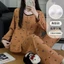 Bộ Đồ Ngủ Mùa Xuân Và Mùa Thu Nóng Với Đệm Ngực Quần Dài Tay Cho Nữ Áo Mặc Nhà Phong Cách Trung Quốc Rộng Rãi