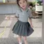 Bé gái (80-130) Phiên bản Hàn Quốc Bộ đồ mùa hè Áo sơ mi POLO thông thường + Váy xếp li