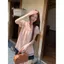 Phong cách Hàn Quốc Phong cách lười biếng Chấm bi màu hồng Thiết kế áo sơ mi ngắn tay dáng rộng phù hợp