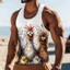 Bird 3D Tank Top Nam, Áo Vest mùa hè động vật trừu tượng ngộ nghĩnh, Áo thun thể thao đường phố cổ tròn mềm mại thoáng khí