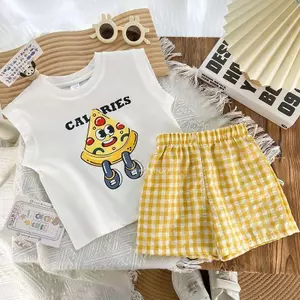 Phiên bản Hàn Quốc (80-140) Áo Vest thời trang phong cách mới mùa hè cho bé trai + Quần short dáng rộng thông thường