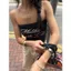 Milyfashion Màu Sắc Tương Phản In Chữ Ôm Hơn Nhìn Ôm Phù Hợp Với Tất Cả Trận Đấu Ống Đơn Giản Top Mùa Hè Hàng Đầu Rốn phơi Sáng Y2K R