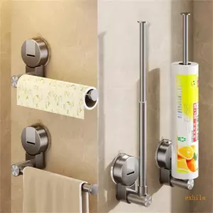 Exhila Tiết kiệm không gian Lá nhôm có thể mở rộng Giá đỡ bọc nhựa có đế hút chắc chắn để lưu trữ dọc dễ dàng trong