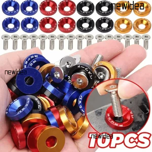FENDER NEWIDEA 10 Cái / gói Chốt sửa đổi ô tô, Vòng đệm chắn bùn hợp kim nhôm phong cách JDM, Bu lông thép đa năng lục giác Chốt xe tay ga Vít
