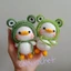 Móc khoá vịt con đội mũ ếch handmade bằng len, dệt kim, đan tay, làm quà tặng trang trí đáng yêu (ĐỌC KỸ LƯU Ý Ở HÌNH 2)
