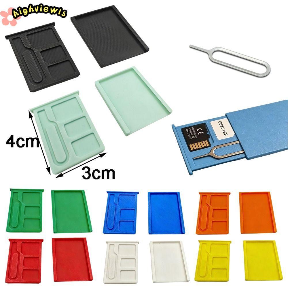 HIGHVIEWLS 1 cái Hộp lưu trữ thẻ nhớ 1 khe TF/Micro SD chống sốc, kèm 2 khe SIM có chốt đẩy