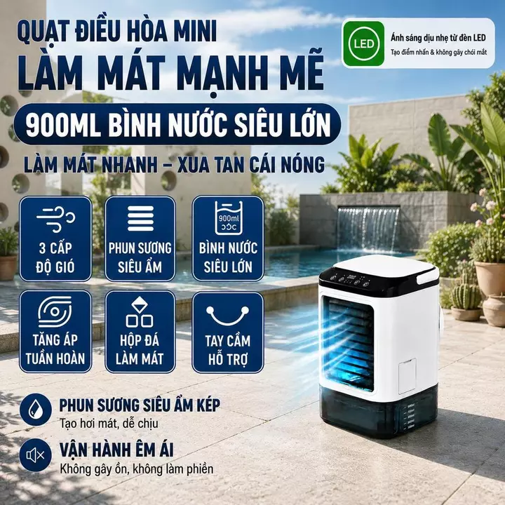 Quạt Điều Hòa Mini Quạt Phun Sương Quạt USB Quạt Làm Mát Quạt Để Bàn Quạt Gia Đình Bảo Hành 3 Năm