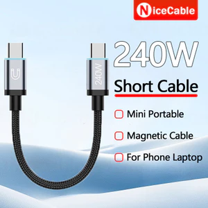 Cáp Ngắn Dệt Từ Tính 240W Sạc Siêu Nhanh Loại C Sang Loại C / IOS Cáp Dữ Liệu Di Động 15cm Sạc Điện Thoại Cáp Dữ Liệu Cho Điện Thoại Laptop