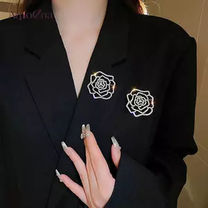 AqToCna Tính Khí Sáng Bóng Kim Cương Giả Hoa Thổ Cẩm Tinh Tế Rỗng Hoa Xòe Cho Nữ Thời Trang Phù Hợp Với Quần Áo Phụ Kiện Trang Sức AqToCna