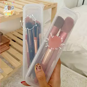 Dụng cụ sắp xếp bàn chải trang điểm trong suốt có nắp Hộp đựng bút chì lông mày di động dành cho nữ Dụng cụ sắp xếp lưu trữ mỹ phẩm Dụng cụ trang điểm ELWW