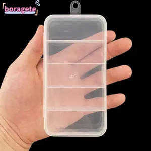 Hộp mồi BORAGETE, Hộp câu cá Luya có thể treo trong suốt, Hộp đựng mồi cá bằng nhựa di động 5 lưới