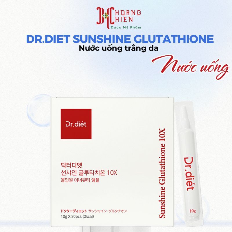 Nước uống trắng da dr.Diet Sunshine Glutathione 10X hộp 20 ống