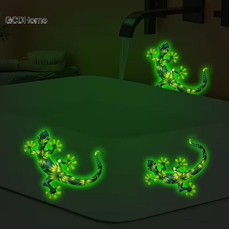 GCDHome Glow Geo Stiers Huỳnh Quang Có Thể Tháo Rời Chống Thấm Nước Đề Can Cho Chậu Rửa Thủy Tinh Bồn Rửa Nước Bồn Cầu Đèn Ngủ Trang Trí Phòng Tắm HOT