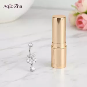 AqToCna Hoa Hồng Zirconia Bụng Rốn Nhẫn Thép Không Gỉ Bên Trong Renfort Phù Hợp Với Rốn Xuyên Trang Sức Cho Các Sự Kiện Tiệc AqToCna