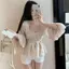 Áo sơ mi voan tay phồng kiểu Pháp khâu ren cho nữ mùa hè Thiết kế thích hợp Áo đẹp