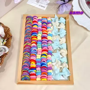 Bộ phụ kiện tóc trẻ em SAMO, Dây buộc tóc thiết kế liền mạch có độ đàn hồi cao cho bé gái, Bộ dây buộc tóc ruy băng Grosgrain phong cách đầy màu sắc Bộ quà tặng cho bé gái