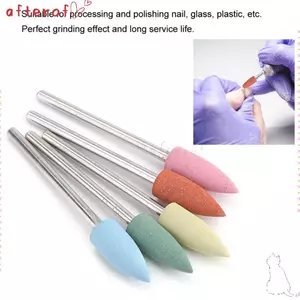 AFTEROF 5 Mũi khoan móng chân, Đầu mài điện bằng thép không gỉ Đầu mài cao su silicon, Model 152 Phụ kiện làm móng tay bằng cao su silicon Mũi khoan móng tay silicon
