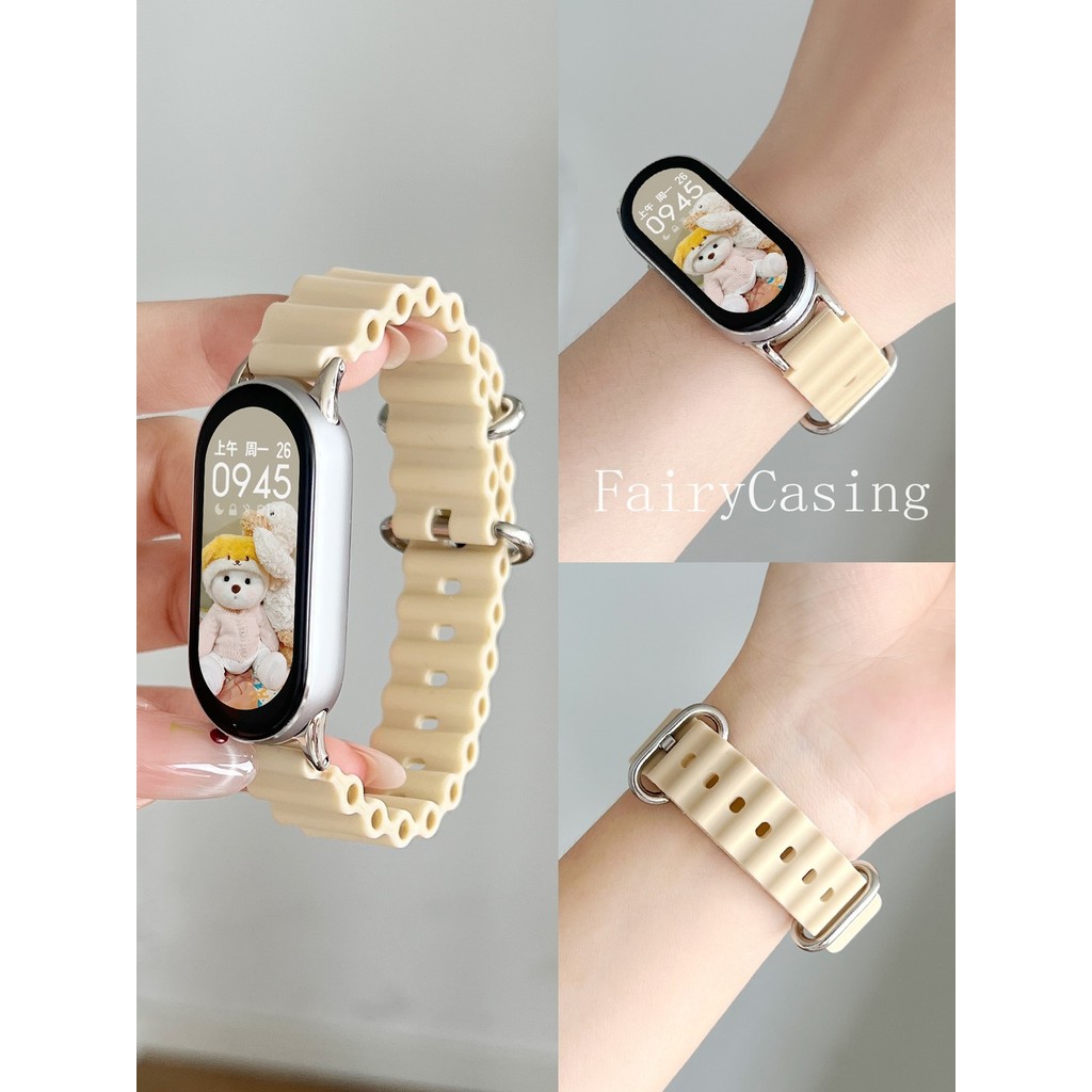 Dây Đeo Đồng Hồ Thể Thao Cho Miband 10 9 8 NFC Thay Thế Cho Miband 7 6 5 4 3 Vòng Tay Silicon Chống Thấm Nước Dây Đeo Phụ Kiện