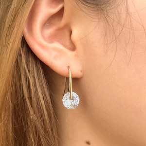Bông tai pha lê tối giản có móc mạ vàng | Trang sức Dangle thả thanh lịch để mặc hàng ngày
