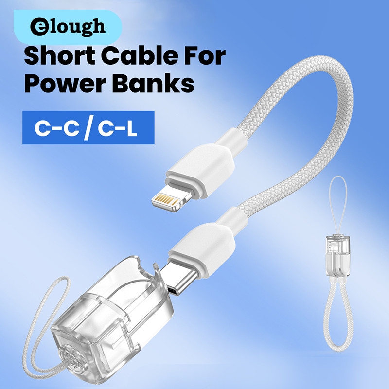 Elough PD60W Sạc Nhanh USB C Sang USB C Dây Dữ Liệu Cho Xiaomi Samsung 20cm Móc Khóa Di Động Ngắn Loại C Dây Cáp