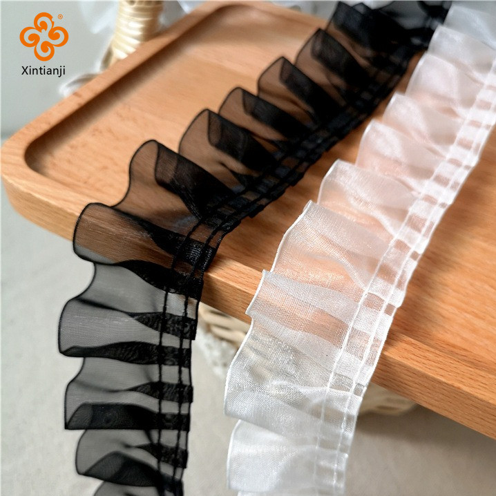 Voan Gạc Ren Xếp Ly Phụ Kiện Ren DIY DIY Handmade Trang Trí Cho Gothic Phong Cách Nữ Quần Áo 1 Mét TJ7473
