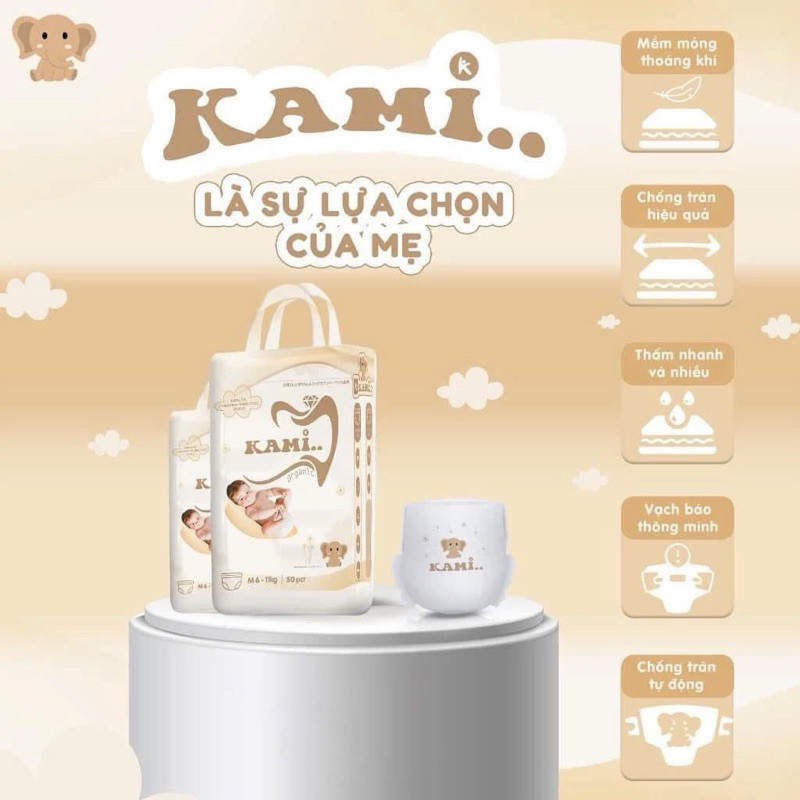 Bỉm Dán/Quần Nhật Bản Kami mỏng nhẹ thoáng khí êm ái đủ size từ newborn đến 5xl.
