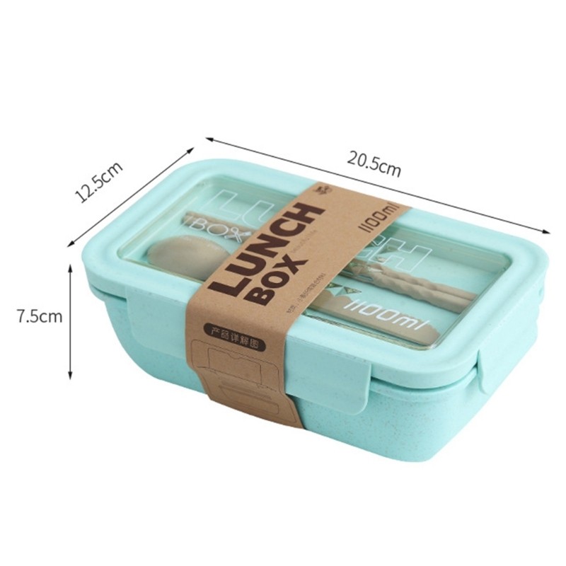 DY Phong Cách Nhật Bản Rơm Lúa Mì Bentos Hộp 2 Ngăn Lò Vi Sóng An Toàn Hộp Đựng Cơm Trưa Có Dụng Cụ Giá Đỡ Cho Văn Phòng Gy
