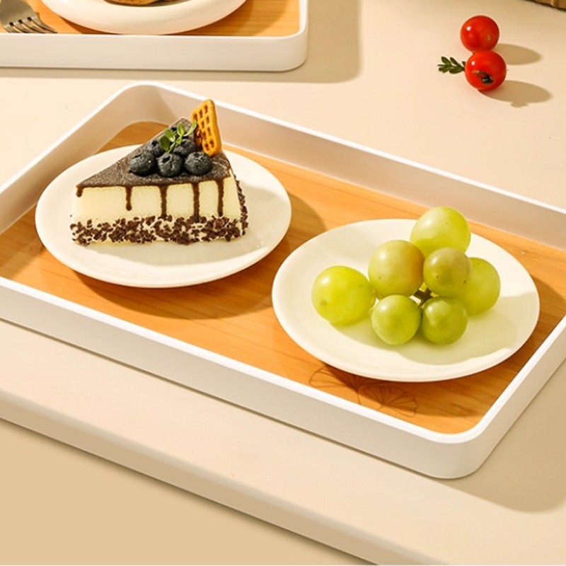 [H & L] 1 / 2 CÁI - Khay phục vụ hạt gỗ bằng nhựa, Thiết kế đa năng nhẹ cho cà phê trà trái cây, Dễ dàng làm sạch bền bỉ, Sử dụng quán cà phê tại nhà khách sạn