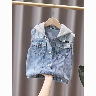 Áo khoác gile jean cho bé trai và bé gái, áo khoác bò cao cấp dễ phối đồ rộng rãi thoải mái mùa hè cho bé Ttom.kids