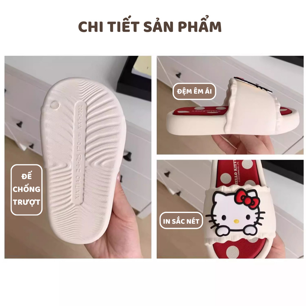 Dép Đi Trong Nhà Hello Kitty Cao Su Eva Êm Chân Mềm Nhẹ Chống Trơn Trượt, Dép Nhà Tắm Văn Phòng Thoáng Khí