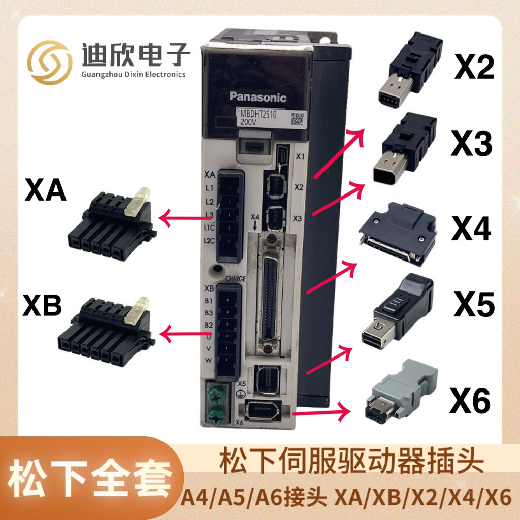 Ổ cắm điều khiển Servo Panasonic A4 / A5 / A6 Đầu nối XA / XB / X2 / X3 / X4 / X5 / X6 Ổ cắm động cơ